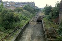 Easter Road Junction being lifted in June 1989. The line straight ahead to Lochend is open, that to the right closed.<br><br>[Ewan Crawford 12/06/1989]