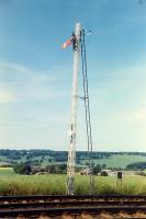 A down semaphore signal at Dunning, now abolished.<br><br>[Ewan Crawford //1989]