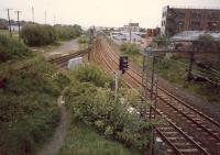 Knightswood South Junction looking to Anniesland. The track (left) was lifted shortly afterwards.<br><br>[Ewan Crawford //1987]