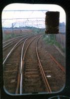 Looking north at Hyndland Junction with the then closed Hyndland depot lines still in place. Since this photograph was taken, the track to Hyndland depot has been lifted and the site of the depot built on.<br><br>[Ewan Crawford //1987]