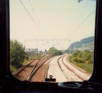 Ahead is the old NBR route to Dumbarton (by then only Esso oil sidings) and to the right is the connecting line to the CR line to Dumbarton.<br><br>[Ewan Crawford //1987]