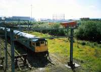 Foreground; condemned 27s at Smithy Lye. Beyond the (still open) CGU alignment to Shields Road and the (closed) site of Port Eglinton Goods and junctions.<br><br>[Ewan Crawford //1987]