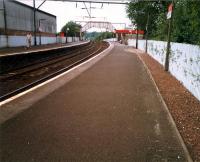 Jordanhill (now famous thanks to Wikipedia) on the new alignment built for the Glasgow, Yoker and Clydebank Railway slightly to the north of the old alignment. Shed on left replaced with flats.<br><br>[Ewan Crawford //1987]