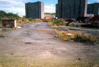 Pinkston Mineral Yard looking to the Cowlairs Incline. The yard had closed 4 years previously and was itself the cut back remains of the Port Dundas Branch.<br><br>[Ewan Crawford //1987]