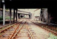 Bridgeton Central station throat and signalbox. Access by kind permission of British Rail.<br><br>[Ewan Crawford //1987]