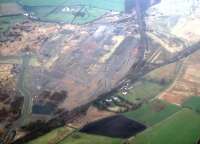 Aerial view of the former Gartcosh Steelworks. Gartcosh Junction centre and future site of station bottom left.<br><br>[Ewan Crawford //]
