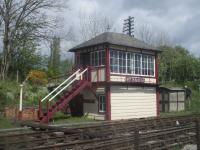 <h4><a href='/locations/B/Butterley'>Butterley</a></h4><p><small><a href='/companies/A/Ambergate_to_Pye_Bridge_and_Codnor_Park_Midland_Railway'>Ambergate to Pye Bridge and Codnor Park (Midland Railway)</a></small></p><p>Butterley signal box, Midland Railway Centre on 4th May 2019. Technically now a ground frame, this signal box formerly stood at Ais Gill Summit at an altitude of 1167 ft. above sea level on the Settle & Carlisle Line, between Garsdale and Kirkby Stephen. It was opened on 14th June 1900, replacing an earlier box opened on 2nd August 1875 and was closed on 28th January 1982, finding its way to the MRC at Butterley the following year. 16/23</p><p>04/05/2019<br><small><a href='/contributors/David_Bosher'>David Bosher</a></small></p>