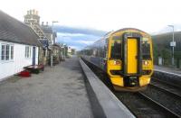 <h4><a href='/locations/R/Rogart'>Rogart</a></h4><p><small><a href='/companies/S/Sutherland_Railway'>Sutherland Railway</a></small></p><p>158707 from Inverness to Wick via Thurso departing from the request stop at Rogart on the evening of Sunday, 16th June 2019. This is where my friend Paul and I alighted (after first alerting the guard) to spend the night in one of the converted railway coaches that are berthed here. Very comfortable it was too, with shower, kitchen and dining area and former compartments converted to bedrooms with bunk beds on one side and the original seats on the other. We had separate rooms, of course, but both of us are a bit too advanced in years now to make it to the top bunks! 30/43</p><p>16/06/2019<br><small><a href='/contributors/David_Bosher'>David Bosher</a></small></p>