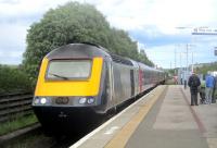 <h4><a href='/locations/K/Keith'>Keith</a></h4><p><small><a href='/companies/G/Great_North_of_Scotland_Railway'>Great North of Scotland Railway</a></small></p><p>43134 arriving at Keith (formerly Keith Junction) with a Huntly to Inverness service, on 16th June 2019.  We were expecting another 158 unit so this was quite a pleasant surprise!   After a visit to the Keith & Dufftown Railway, we boarded this train back to Inverness and then made our way up the Far North Line to Rogart for an overnight stay in a converted railway coach berthed there. 37/44</p><p>16/06/2019<br><small><a href='/contributors/David_Bosher'>David Bosher</a></small></p>
