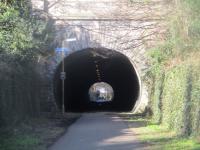 <h4><a href='/locations/T/Trinity_Tunnel'>Trinity Tunnel</a></h4><p><small><a href='/companies/E/Edinburgh,_Leith_and_Newhaven_Railway'>Edinburgh, Leith and Newhaven Railway</a></small></p><p>The southern portal of Trinity Tunnel on the former branch to Granton Harbour on Edinburgh's north side, closed to passengers in November 1925 and freight in January 1986, now a footpath and cycleway, seen here on 25th February 2018. 20/40</p><p>25/02/2018<br><small><a href='/contributors/David_Bosher'>David Bosher</a></small></p>
