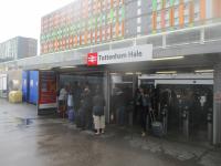 <h4><a href='/locations/T/Tottenham_Hale'>Tottenham Hale</a></h4><p><small><a href='/companies/N/Northern_and_Eastern_Railway'>Northern and Eastern Railway</a></small></p><p>The always busy entrance to the National Rail station at Tottenham Hale, on the Lea Valley Line, on 12th August 2019. This station was opened as Tottenham by the Northern & Eastern Railway from Stratford to Broxbourne on 15th September 1840 which was leased to the Eastern Counties Railway in 1844 and became part of the Great Eastern Railway in 1862. It was renamed Tottenham Hale on 1st September 1968 when it became an interchange with the then new LUL Victoria Line. 73/189</p><p>12/08/2019<br><small><a href='/contributors/David_Bosher'>David Bosher</a></small></p>