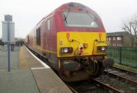 <h4><a href='/locations/M/Morecambe'>Morecambe</a></h4><p><small><a href='/companies/M/Morecambe_Bay_Railway'>Morecambe Bay Railway</a></small></p><p>67022 with a UK Railtours' excursion from London Euston at Morecambe station, in the late afternoon of Saturday, 18th March 2017. This station opened on 29th March 1994, replacing the 1907 Morecambe Promenade terminus that closed in 1993, buses replacing trains until the present excuse for a station opened and effectively shortening the line by about a quarter mile.   (I am indebted to Cliff Kilshaw for the details of the two Morecambe stations, thank you.) 11/41</p><p>18/03/2017<br><small><a href='/contributors/David_Bosher'>David Bosher</a></small></p>