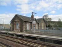 <h4><a href='/locations/S/Stow'>Stow</a></h4><p><small><a href='/companies/E/Edinburgh_and_Hawick_Railway_North_British_Railway'>Edinburgh and Hawick Railway (North British Railway)</a></small></p><p>Stow station, closed with the entire Waverley Route in 1969, reopened for the Borders Line in 2015, seen here on Sunday, 15th May 2016. Sadly, the building has not been revived for railway use. Rebuilding of the line at this location involved the demolition of a virtually brand new house that had been built on the track bed. 7/18</p><p>15/05/2016<br><small><a href='/contributors/David_Bosher'>David Bosher</a></small></p>