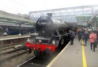 <h4><a href='/locations/C/Carlisle'>Carlisle</a></h4><p><small><a href='/companies/C/Caledonian_Railway'>Caledonian Railway</a></small></p><p>Jubilee Class 45699 'Galatea', currently running as 45562 'Alberta', built at Crewe in 1936, just arrived at Carlisle, at lunchtime on Saturday, 14th March 2020. This locomotive brought this RTC excursion train from Carnforth taking over from E 3137 (86 259) from London. After a 90 minutes stopover here, it returned south via the Settle  & Carlisle and Clitheroe Lines to Preston though it was originally scheduled to run back behind steam to Carnforth via the Cumbrian Coast Line.  It was diverted following a landslide on the latter on the previous day. 40/44</p><p>14/03/2020<br><small><a href='/contributors/David_Bosher'>David Bosher</a></small></p>