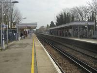 <h4><a href='/locations/L/Lee'>Lee</a></h4><p><small><a href='/companies/D/Dartford_Loop_South_Eastern_Railway'>Dartford Loop (South Eastern Railway)</a></small></p><p>Lee station, south-east London, looking towards Dartford on 1st March 2014. This station was opened with the Dartford via Sidcup Loop from Hither Green to Dartford on 1st September 1866. 28/189</p><p>01/03/2014<br><small><a href='/contributors/David_Bosher'>David Bosher</a></small></p>