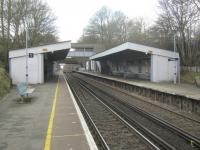 <h4><a href='/locations/F/Falconwood'>Falconwood</a></h4><p><small><a href='/companies/B/Bexley_Heath_Railway'>Bexley Heath Railway</a></small></p><p>Falconwood station, on the Bexleyheath Loop, looking towards central London, on  2nd March 2013. This line was a latecomer to the railway geography of south-east London, not opening until 1st May 1895 but Falconwood station was even later, opening on 1st January 1936 to serve new residential development in the area. 18/189</p><p>02/03/2013<br><small><a href='/contributors/David_Bosher'>David Bosher</a></small></p>