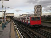 <h4><a href='/locations/P/Plaistow'>Plaistow</a></h4><p><small><a href='/companies/C/Campbell_Road_to_Barking_Quadrupling_London,_Tilbury_and_Southend_Railway'>Campbell Road to Barking Quadrupling (London, Tilbury and Southend Railway)</a></small></p><p>LUL C stock, on a Hammersmith & City Line service from Barking to Hammersmith via Paddington, departing from Plaistow station in east London, also served by LUL District Line trains, on 5th February 2013. To the right are the disused platforms, closed in 1962, on the C2C line from Fenchurch Street to Tilbury and Shoeburyness.  The C stock trains were withdrawn from service in 2014, severing the London Underground's final link with the 1960s. 7/14</p><p>05/02/2021<br><small><a href='/contributors/David_Bosher'>David Bosher</a></small></p>