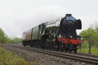<h4><a href='/locations/H/Hoghton'>Hoghton</a></h4><p><small><a href='/companies/B/Blackburn_and_Preston_Railway'>Blackburn and Preston Railway</a></small></p><p>60103 'Flying Scotsman' approaching Hoghton on 15 May 2021 whilst out on the Carnforth-Hellifield-Blackburn test circuit. It had been thought that this was to have been a loaded test run before a possible outing next week, however it was only a support coach that joined the loco on its leg stretch around Lancashire and North Yorkshire. 128/132</p><p>15/05/2021<br><small><a href='/contributors/John_McIntyre'>John McIntyre</a></small></p>