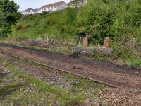 <h4><a href='/locations/K/Kirkland_Yard'>Kirkland Yard</a></h4><p><small><a href='/companies/K/Kirkland_Yard_and_Leven_Dock_to_Methil_Line_Widening_North_British_Railway'>Kirkland Yard and Leven Dock to Methil Line Widening (North British Railway)</a></small></p><p>This base and stumps are all that remain of the long footbridge that used to span the tracks at Kirkland Yard, as seen in June 2021. Beyond is the Fife Heritage Railway's demonstration line. See image <a href='/img/53/242/index.html'>53242</a> of the structure in 2008, prior to demolition.  23/43</p><p>02/06/2021<br><small><a href='/contributors/Bill_Roberton'>Bill Roberton</a></small></p>