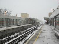 <h4><a href='/locations/H/Haggerston'>Haggerston</a></h4><p><small><a href='/companies/N/North_London_Railway'>North London Railway</a></small></p><p>Haggerston, London Overground, looking south in the heavy snow that prevailed on the afternoon of Sunday, 20th January 2013. This station opened in April 2010, concurrently with the partial reopening of the former North London Railway's Broad Street viaduct of 1865, linked via a new stretch of track at Shoreditch to the former London Underground East London Line. This is on a site just to the north of the original Haggerston station that closed after heavy WWII bomb damage in 1940. One of its platforms still exists on the left, beyond the station, in the far background. 12/189</p><p>20/01/2013<br><small><a href='/contributors/David_Bosher'>David Bosher</a></small></p>