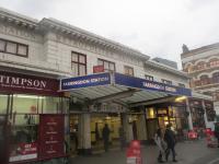 <h4><a href='/locations/F/Farringdon'>Farringdon</a></h4><p><small><a href='/companies/M/Metropolitan_Railway'>Metropolitan Railway</a></small></p><p>Entrance to Farringdon station, as rebuilt in 1923, on 22nd January 2019.  This was the original city terminus of the world's first Underground, the Metropolitan Railway, opened on 10th January 1863 as Farringdon Street.  At the time of its 1923 rebuilding, it was also renamed Farringdon & High Holborn (which can still be seen engraved on the wall on the right) but the suffix was dropped in 1936, which is somewhat odd as there is no actual district called Farringdon. The station is actually in the district of Clerkenwell and there have been suggestions over the years to rename it but, so far, to no avail. 39/138</p><p>22/01/2019<br><small><a href='/contributors/David_Bosher'>David Bosher</a></small></p>