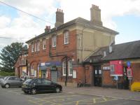 <h4><a href='/locations/C/Chingford'>Chingford</a></h4><p><small><a href='/companies/C/Chingford_Branch_Great_Eastern_Railway'>Chingford Branch (Great Eastern Railway)</a></small></p><p>Exterior of Chingford station on 7th September 2013. This is the terminus of the purely suburban line from Liverpool Street, which was taken over by London Overground on 31st May 2015. It opened by the GER on 2nd September 1878, replacing an earlier station of 1873 half a mile to the south when the line was extended and it was originally intended to continue further beyond here to a terminus at High Beech, an upland plateau and recreation area in Epping Forest but only a few yards were built and until the line was electrified in 1960, this served as an engine dock.  It was swept away in 1968 to make way for a new bus station that replaced the one half a mile further on at the Royal Forest Hotel.  At the same time, the platforms that had been linked by a subway were linked by a new walkway across the site of the engine dock and the subway was closed. In 1882, Queen Victoria arrived at this station to formally declare Epping Forest open to the public for all time. 25/189</p><p>07/09/2013<br><small><a href='/contributors/David_Bosher'>David Bosher</a></small></p>