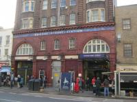 <h4><a href='/locations/G/Goodge_Street'>Goodge Street</a></h4><p><small><a href='/companies/C/Charing_Cross,_Euston_and_Hampstead_Railway'>Charing Cross, Euston and Hampstead Railway</a></small></p><p>Exterior of Goodge Street, LUL Northern Line, on 4th December 2012. This was opened by the Charing Cross, Euston & Hampstead Railway on 22nd June 1907 as Tottenham Court Road and renamed Goodge Street when the CCEHR's Oxford Street station, one stop south, was renamed Tottenham Court Road in conjunction with the Central London Railway platforms where the two lines intersected. In 1924, the City & South London Railway was extended north to a connection with the CCEHR at Camden Town while, at the same time, the CCEHR was extended south from its original terminus at Charing Cross (now Embankment) to a connection with the CSLR at Kennington. The two combined lines were then known as the Morden-Edgware Line until 1937 when it was further renamed as the Northern Line. 6/87</p><p>04/12/2012<br><small><a href='/contributors/David_Bosher'>David Bosher</a></small></p>
