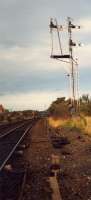 Signalpost at Garnqueen North Junction. View faces north-east. Access by kind permission of British Rail.<br><br>[Ewan Crawford //1987]