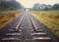 The end of the line. Looking west at Moffat Mills Junction. Airdrie ahead, Bathgate behind and Moffat Mills branch off to left. Access by kind permission of British Rail.<br><br>[Ewan Crawford //1987]