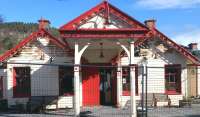 Ballater station following the fire in May 2015 - main station entrance.<br><br>[Drew McLelland 18/05/2015]