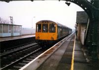 DMU at Prestonpans heading east.<br><br>[Ewan Crawford //1987]