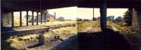 Ardrossan North looking to Montgomerie Pier. The line here stayed open until the 80s for the coal siding and Shell refinery.<br><br>[Ewan Crawford //1987]