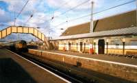 Stranraer bound train approaching Prestwick.<br><br>[Ewan Crawford //1987]