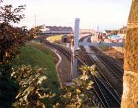 Newton Junction, Ayr, looking north. The line to the left gives access to Falkland yard and Ayr Harbour.<br><br>[Ewan Crawford //1987]