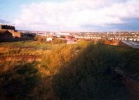 Newton level crossing. Here the line from Glasgow crossed over the Ayr Waggonway on the level. The mainline ran from centre distant to underneath and beyond the camera to reach the original Ayr terminus.<br><br>[Ewan Crawford //1987]