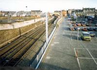 <h4><a href='/locations/S/Saltcoats'>Saltcoats</a></h4><p><small><a href='/companies/A/Ardrossan_and_Johnstone_Railway'>Ardrossan and Johnstone Railway</a></small></p><p>Saltcoats looking east to the station. The goods yard was on the right. 30/34</p><p>//1987<br><small><a href='/contributors/Ewan_Crawford'>Ewan Crawford</a></small></p>