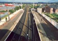 Bellshill looking east to Mossend West Junction. The distant works (right) is the Clydesdale Steelworks now largely closed and demolished.<br><br>[Ewan Crawford //1987]