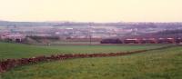 Seen from Greenhill Upper Junction box is a 37 hauling sand(?) west from Greenhill Lower Junction. This will shortly after pass under the E&GR.<br><br>[Ewan Crawford //1988]