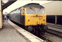 On arrival at Stranraer Harbour. Footbridge over line has now gone.<br><br>[Ewan Crawford 19/03/1988]