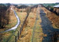 Crosshouse looking to Dalry. There were two platforms on the Irvine route (left) and two on the Dalry route (right).<br><br>[Ewan Crawford //1988]