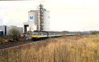 Diverted from the E&G line is this Edinburgh and Glasgow Railway 477 heading east at the site of Clyde Iron. After diversions that day the R&C was officially closed to passengers only to re-open with new stations a few years later.<br><br>[Ewan Crawford //1988]