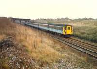 Diverted from the E&G line is this Edinburgh and Glasgow Railway 477 heading west at the site of Clyde Iron. After diversions that day the R&C was officially closed to passengers only to re-open with new stations a few years later.<br><br>[Ewan Crawford //1988]