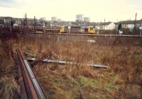 Class 26 at Hyndland (new) seen from the approach to Hyndland (old). Access by kind permission of British Rail.<br><br>[Ewan Crawford //1988]