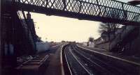 Looking west at Shotts showing the now removed footbridge.<br><br>[Ewan Crawford //1988]