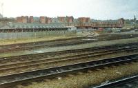 Looking south at Inverness station on Aberdeen bound train. The motorail ramps and freight terminal sidings on the south side of the station have been obliterated and replaced by a shopping centre and supermarkets.<br><br>[Ewan Crawford //]