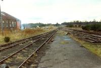 Forres looking to the former Forres West Junction. A permanent way shed can be seen to the left. The coaling stage, water tank and engine shed were further towards Forres East Signal Box. Beyond the shed to the left is the <i>new</i> station built for the opening of the Inverness and Perth line. To the right is the original line.<br><br>[Ewan Crawford //]