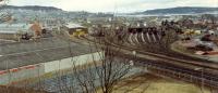 Left to right; Inverness station (out of shot), locomotive works, carriage works, carriage cleaning sidings. The locomotive roundhouse stood where the auction mart is located.<br><br>[Ewan Crawford //]