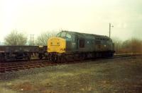<h4><a href='/locations/M/Mauchline'>Mauchline</a></h4><p><small><a href='/companies/G/Glasgow,_Paisley,_Kilmarnock_and_Ayr_Railway'>Glasgow, Paisley, Kilmarnock and Ayr Railway</a></small></p><p>37170 shunting in the up sidings at Mauchline in November 1988. 8/28</p><p>26/11/1988<br><small><a href='/contributors/Ewan_Crawford'>Ewan Crawford</a></small></p>