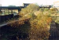 On the Kelvin bridge at Partick Central. The station building (centre) had a stairway to reach the island platform of the station. The Rank Hovis works, right, were served by the railway until closure in 1978 - latterly connected to the mainline at Yoker.<br><br>[Ewan Crawford //1988]