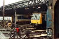 DMUs in the carriage sidings at Perth.<br><br>[Ewan Crawford //1988]